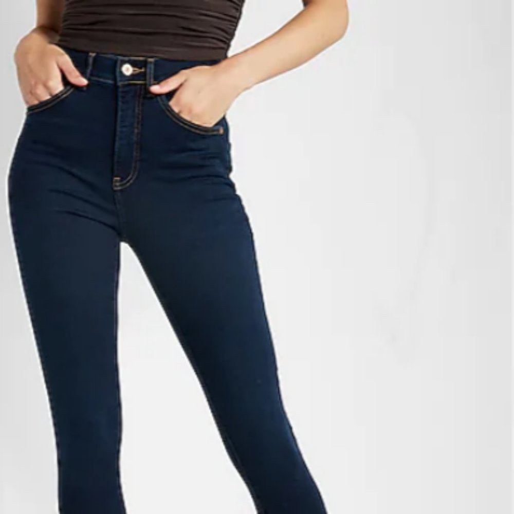 Express Mid Rise Dark Wash Skinny Jean Stretch Legging, Size 2 Short - Worn Once